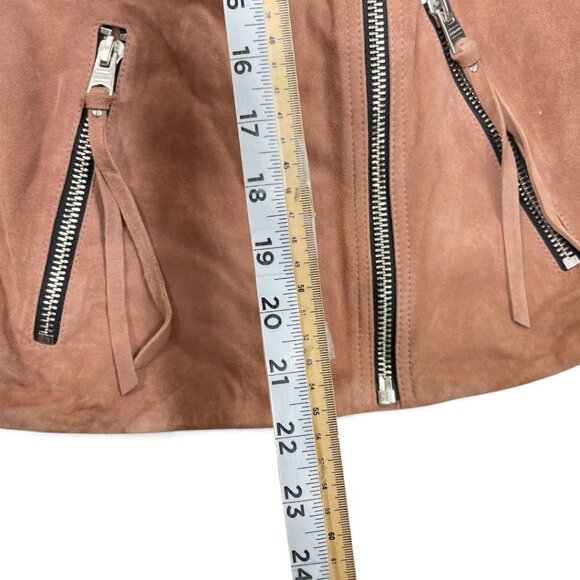 All Saints Goat Leather Salmon Pink Moto Jacket Women's Size 6 Small - Picture 10 of 13
